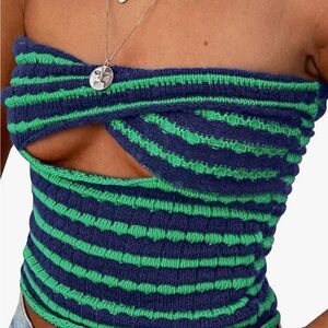 Striped green knit strapless top. Super comfy and stretchy. Size small.